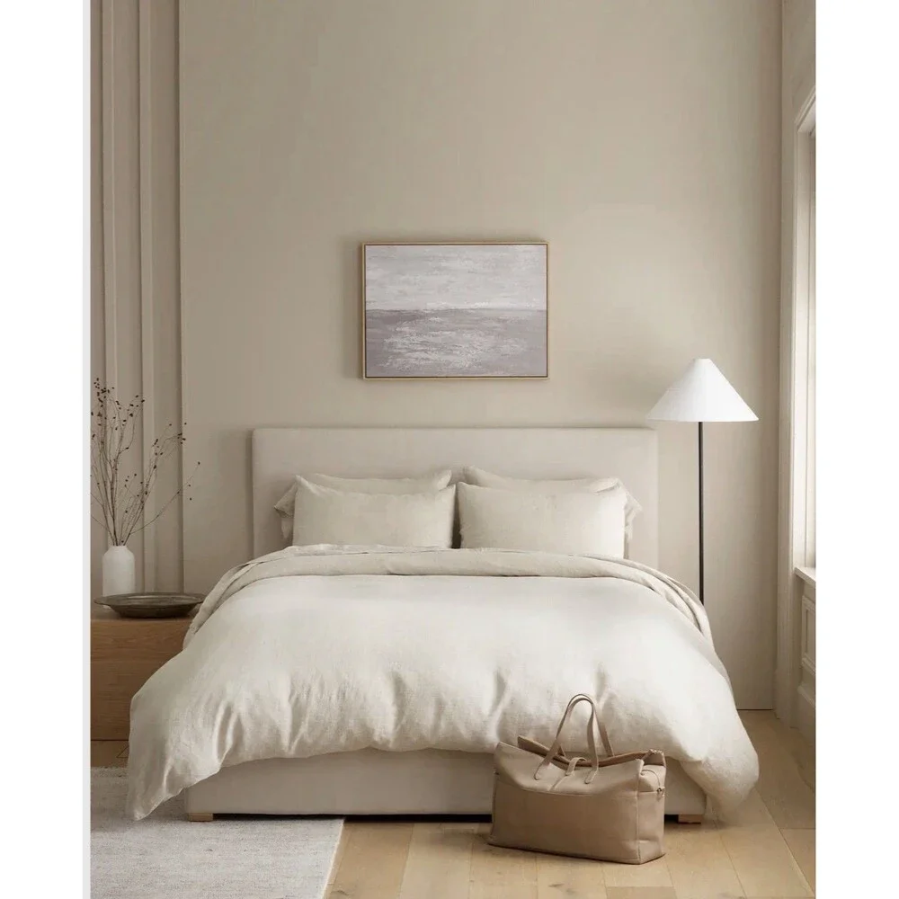 New Quince Full Queen Linen Duvet Cover Set 2 Sham NATURAL CHAMBRAY 100% Flax